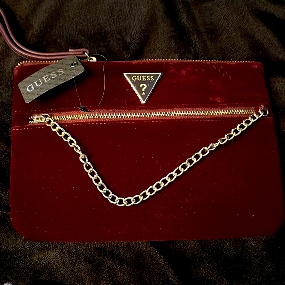 Burgundy velvet clutch